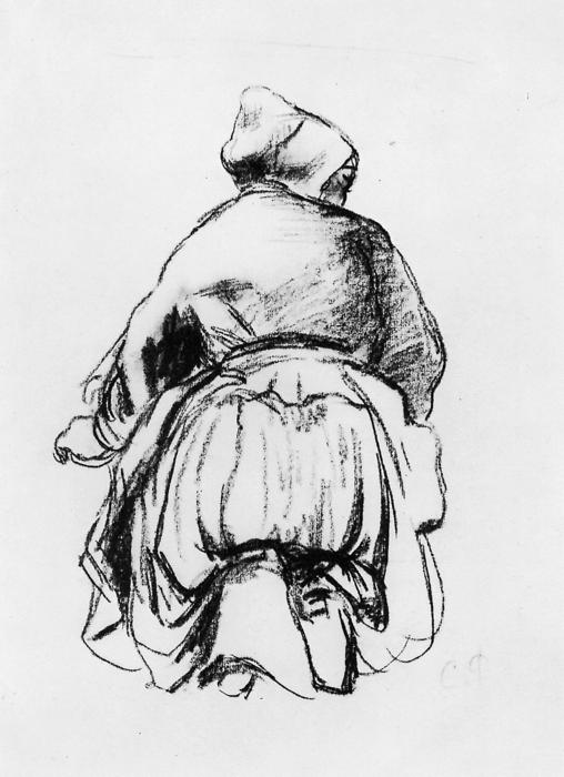 Wikioo.org - The Encyclopedia of Fine Arts - Painting, Artwork by Camille Pissarro - Kneeling woman