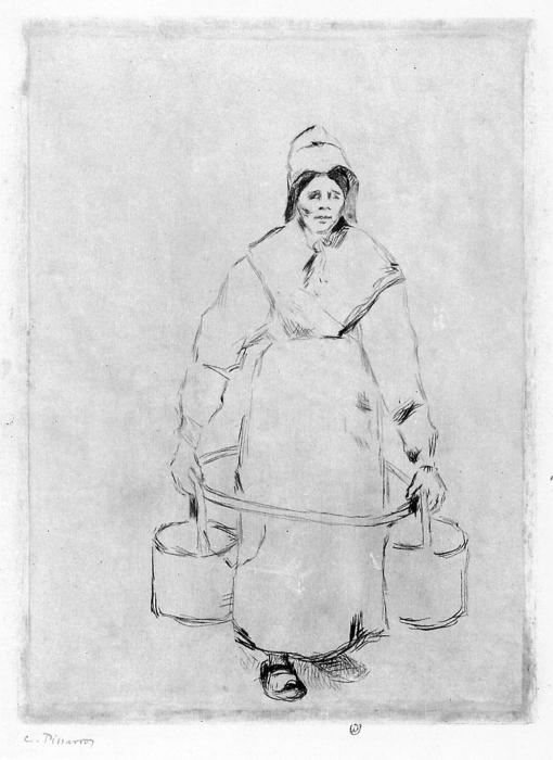 Wikioo.org – L'Enciclopedia delle Belle Arti - Pittura, Opere di Camille Pissarro - contadino donna al bene