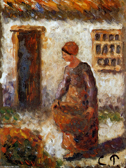 Wikioo.org - The Encyclopedia of Fine Arts - Painting, Artwork by Camille Pissarro - Peasant woman with basket