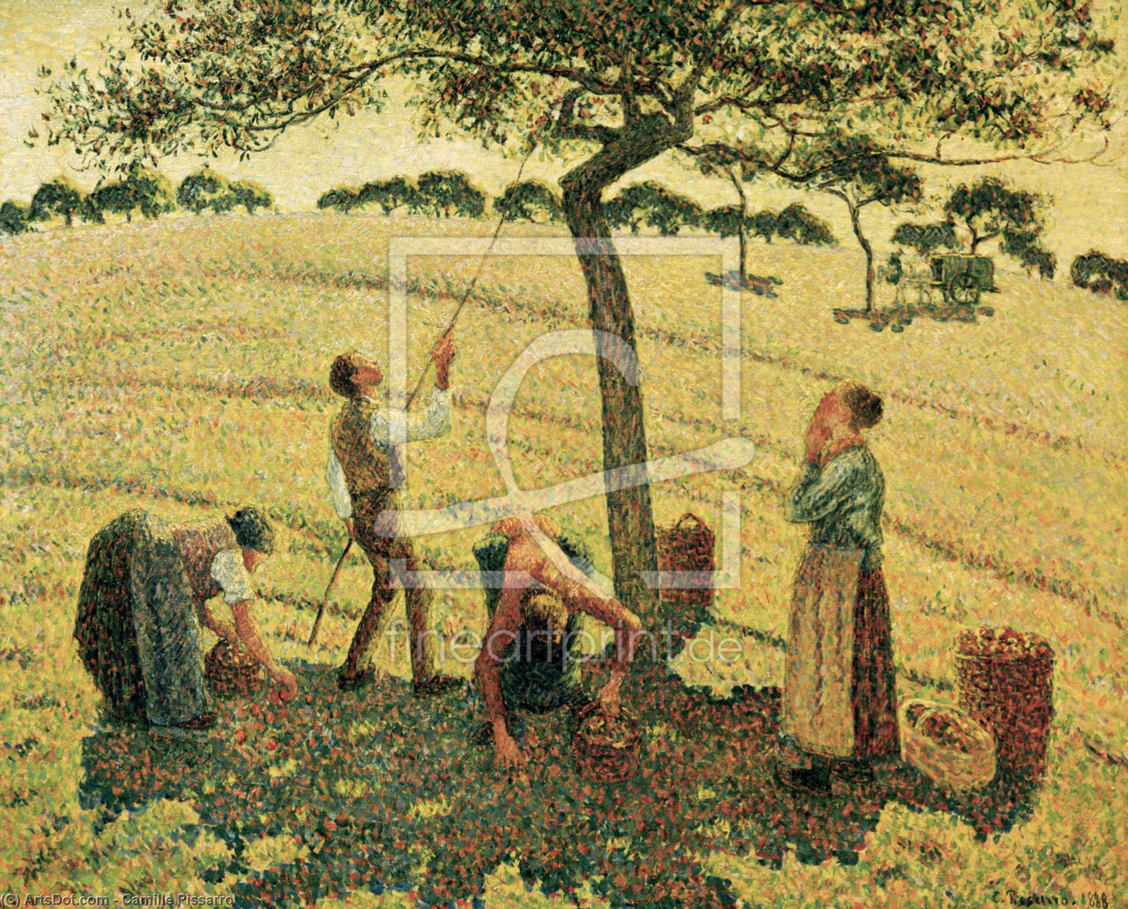 Wikioo.org - The Encyclopedia of Fine Arts - Painting, Artwork by Camille Pissarro - Apple Picking at Eragny-sur-Epte