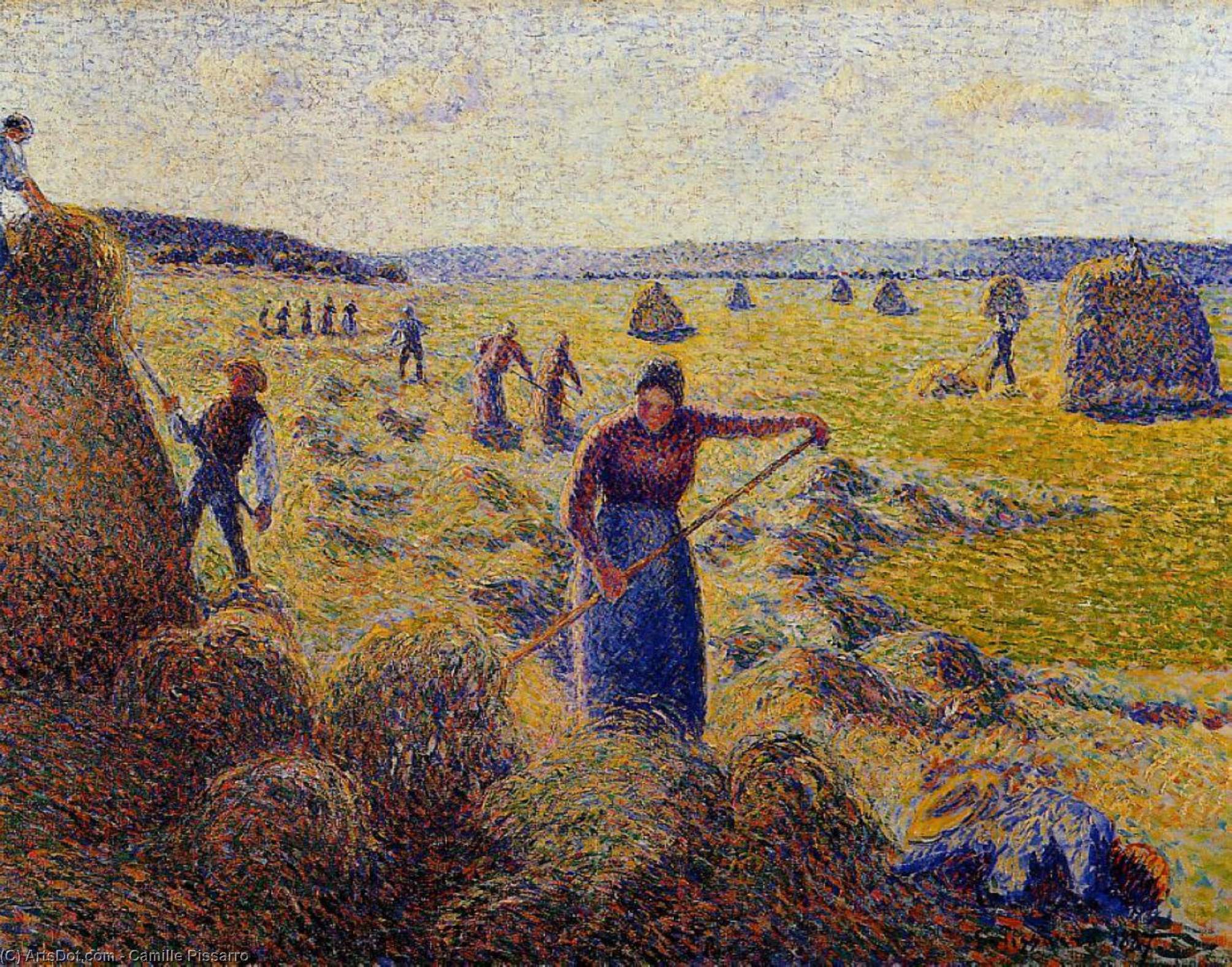 Wikioo.org - Die Enzyklopädie bildender Kunst - Malerei, Kunstwerk von Camille Pissarro - Die Ernte von Heu in Eragny