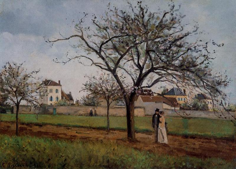 Wikoo.org - موسوعة الفنون الجميلة - اللوحة، العمل الفني Camille Pissarro - Pere Gallien's House at Pontoise