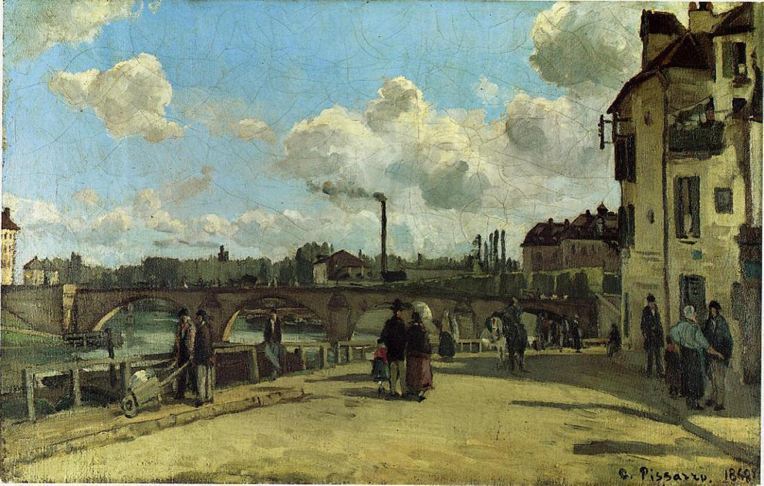 Wikioo.org - The Encyclopedia of Fine Arts - Painting, Artwork by Camille Pissarro - View of Pontoise: Quai au Pothuis