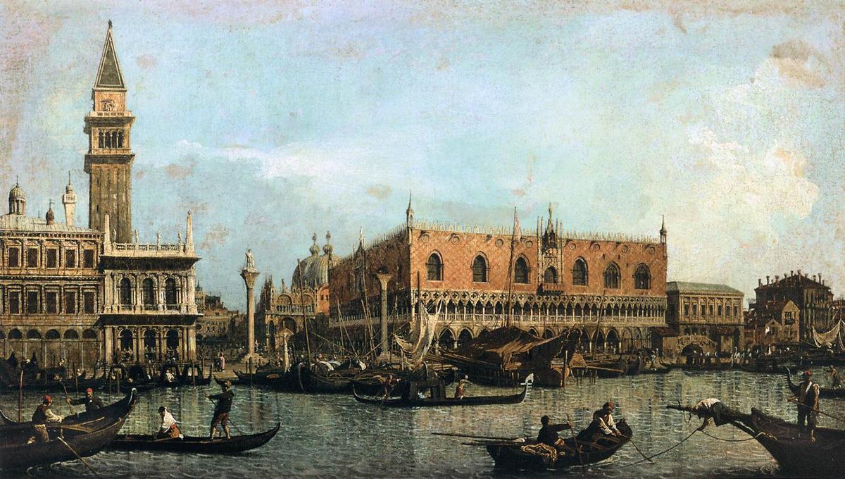Wikioo.org - The Encyclopedia of Fine Arts - Painting, Artwork by Giovanni Antonio Canal (Canaletto) - The Molo and the Piazzetta San Marco, Venice