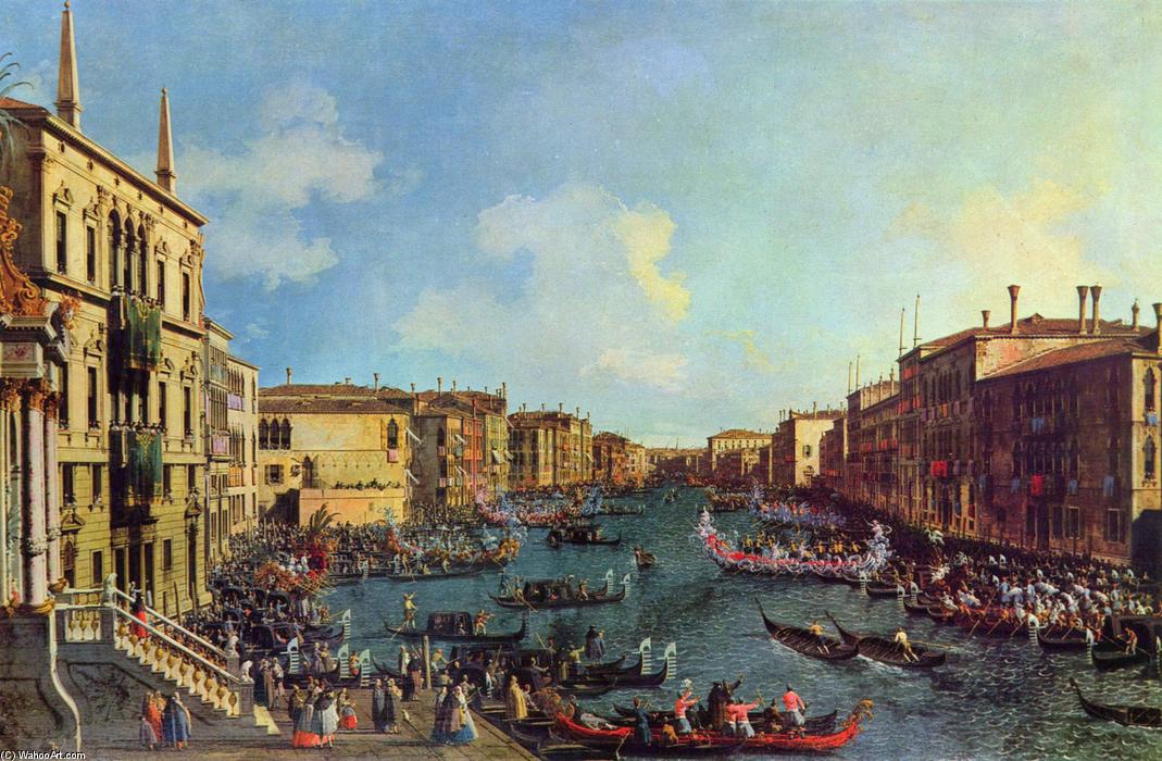 WikiOO.org - Enciklopedija dailės - Tapyba, meno kuriniai Giovanni Antonio Canal (Canaletto) - A Regatta on the Grand Canal