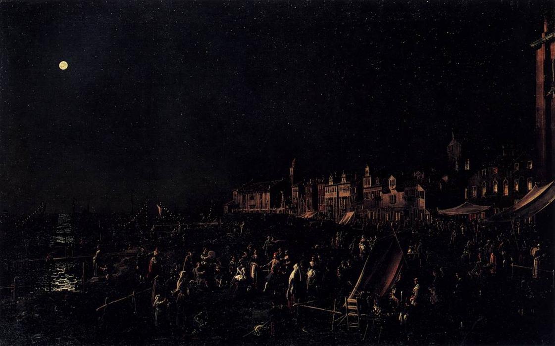 WikiOO.org - Encyclopedia of Fine Arts - Schilderen, Artwork Giovanni Antonio Canal (Canaletto) - The vigil of Santa Marta