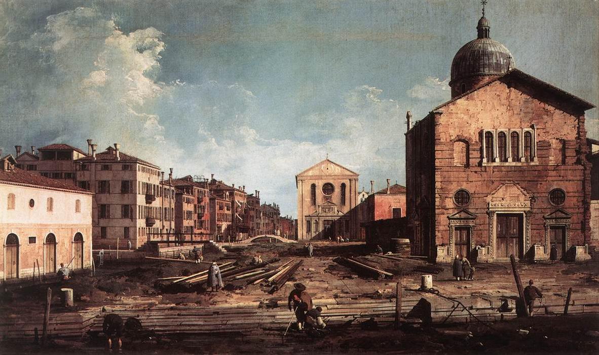 Wikioo.org - The Encyclopedia of Fine Arts - Painting, Artwork by Giovanni Antonio Canal (Canaletto) - View of San Giuseppe di Castello