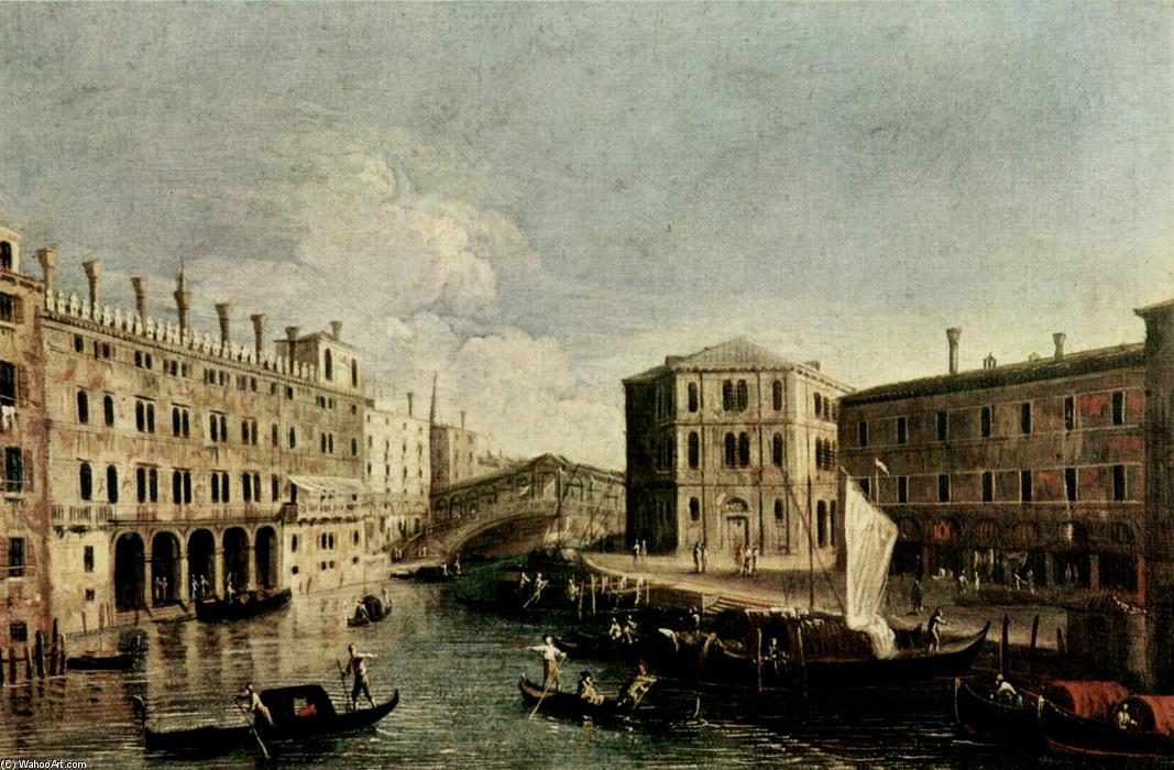 Wikioo.org – L'Encyclopédie des Beaux Arts - Peinture, Oeuvre de Giovanni Antonio Canal (Canaletto) - Le Grand Canal au  du Rialto