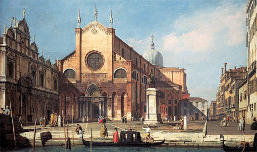 Wikioo.org - The Encyclopedia of Fine Arts - Painting, Artwork by Giovanni Antonio Canal (Canaletto) - Campo Santi Giovanni e Paolo