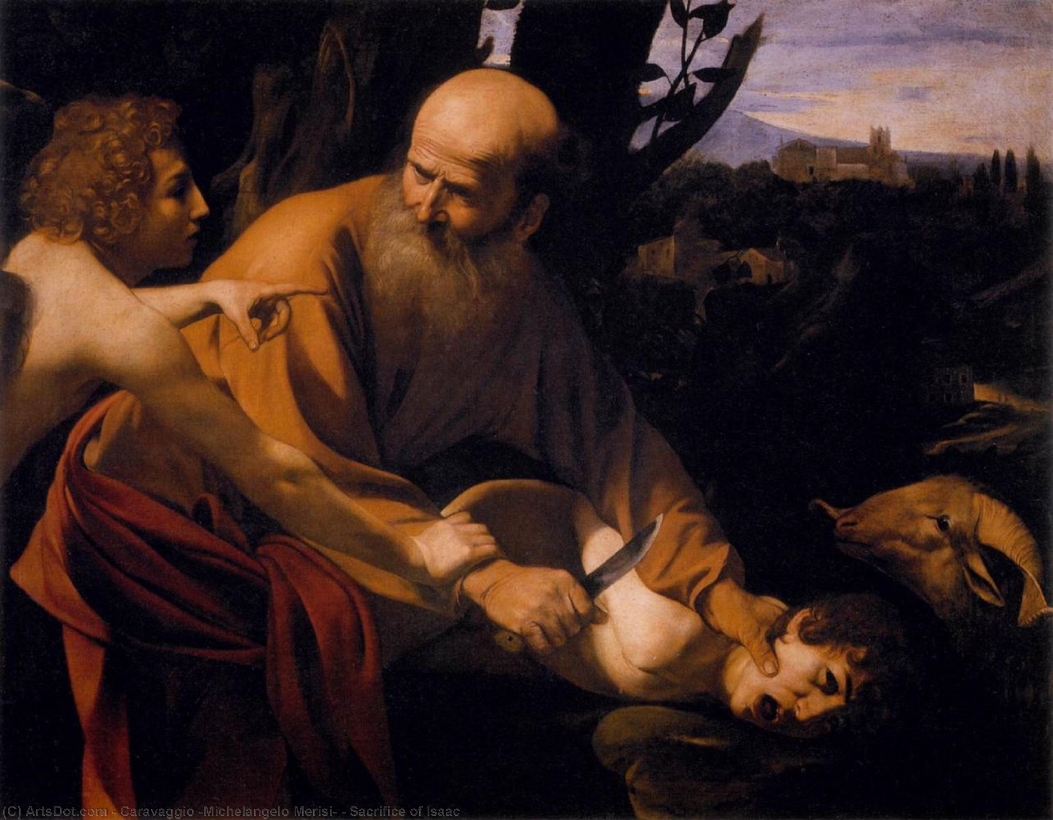 Wikoo.org - موسوعة الفنون الجميلة - اللوحة، العمل الفني Caravaggio (Michelangelo Merisi) - Sacrifice of Isaac