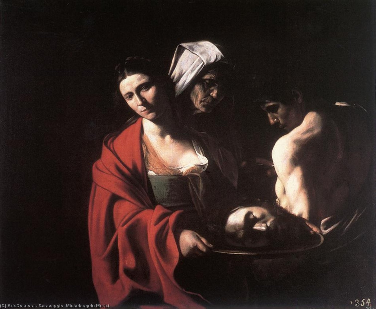 Wikioo.org – La Enciclopedia de las Bellas Artes - Pintura, Obras de arte de Caravaggio (Michelangelo Merisi) - Salomé con el cabeza de Juan el Bautista