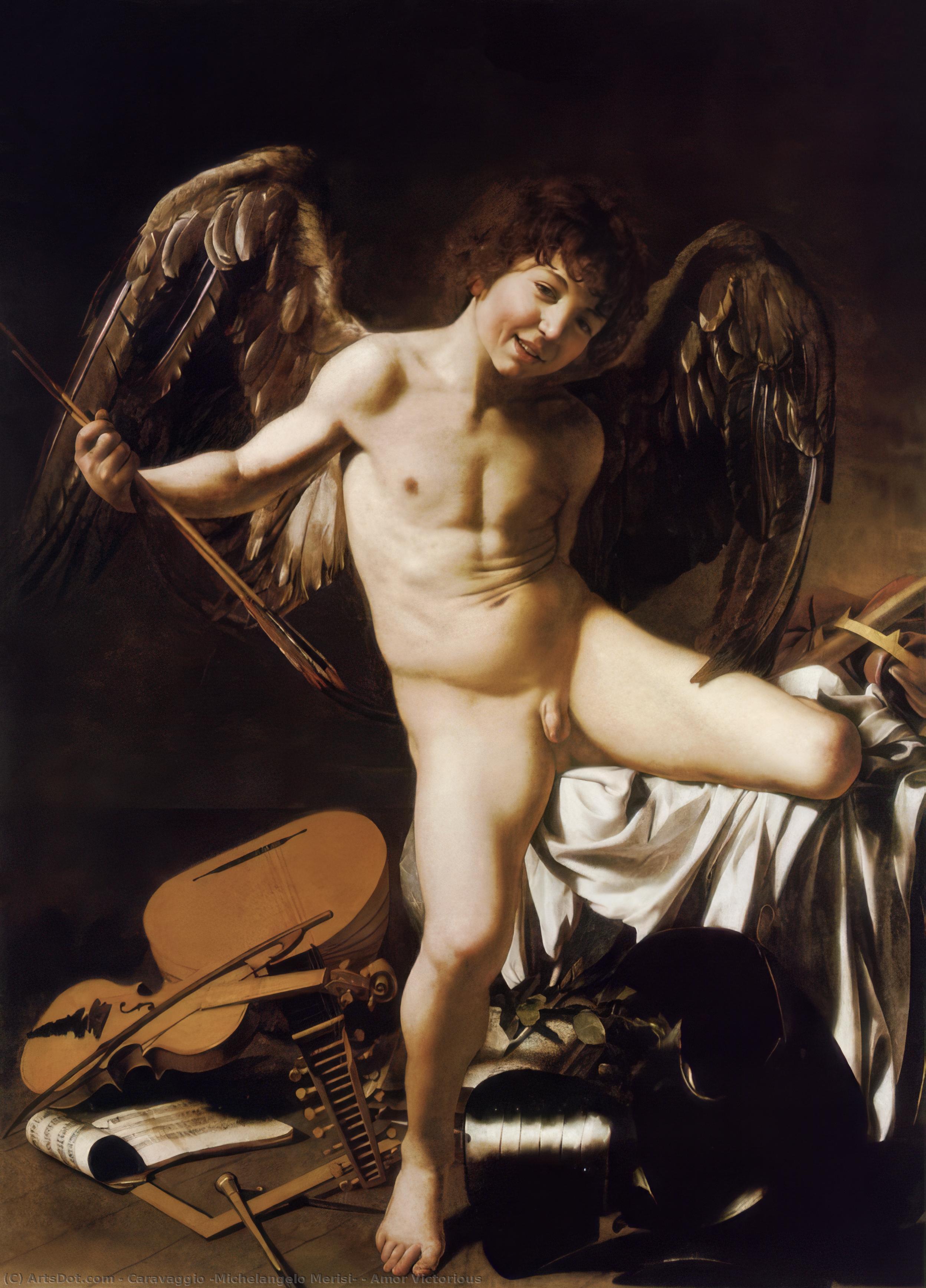 Wikioo.org - The Encyclopedia of Fine Arts - Painting, Artwork by Caravaggio (Michelangelo Merisi) - Amor Victorious