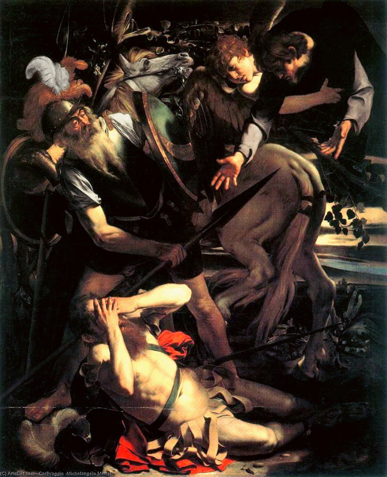 WikiOO.org - Encyclopedia of Fine Arts - Maleri, Artwork Caravaggio (Michelangelo Merisi) - Conversion of Saint Paul