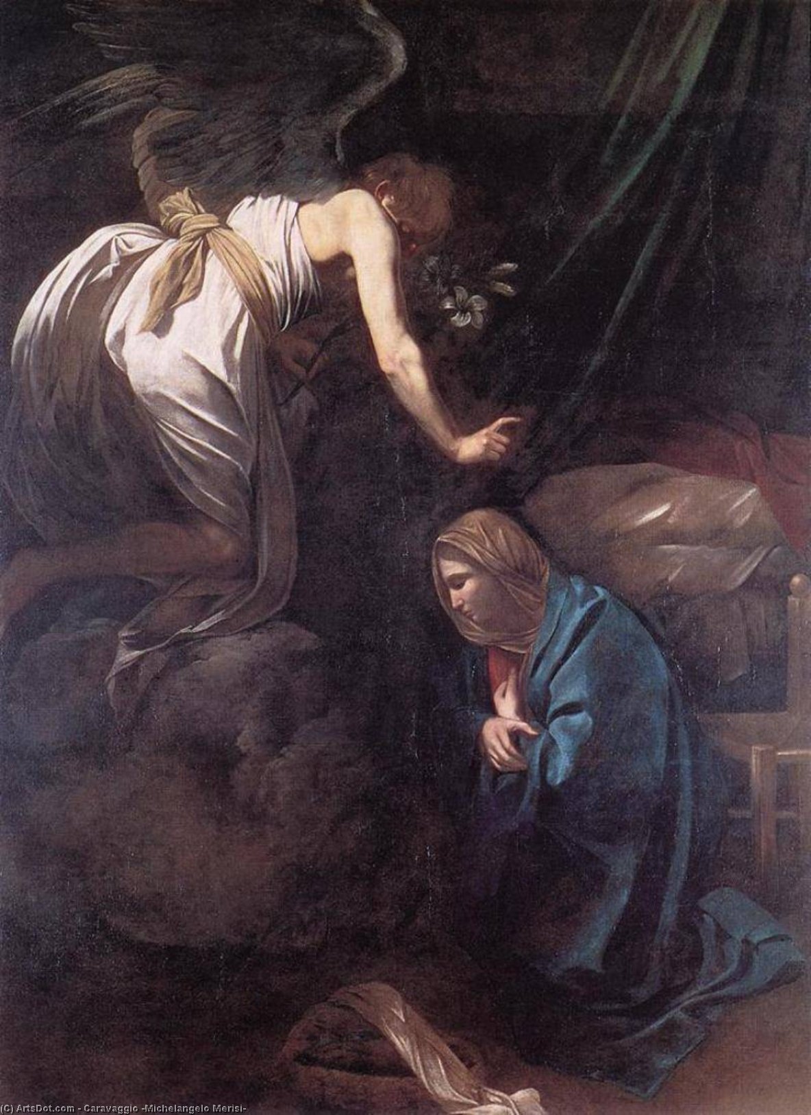 WikiOO.org - Encyclopedia of Fine Arts - Maleri, Artwork Caravaggio (Michelangelo Merisi) - Annunciation