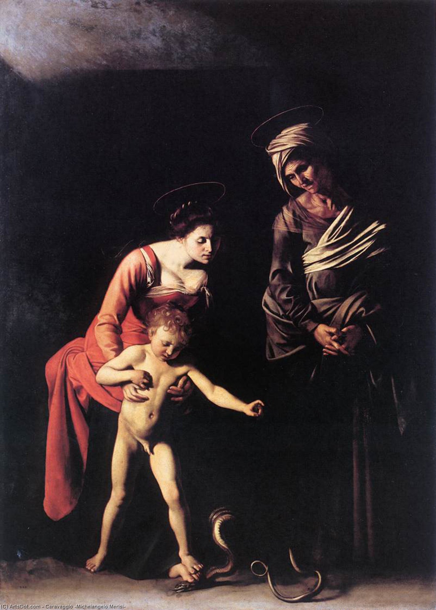 WikiOO.org - Enciklopedija dailės - Tapyba, meno kuriniai Caravaggio (Michelangelo Merisi) - Madonna and Child with St. Anne
