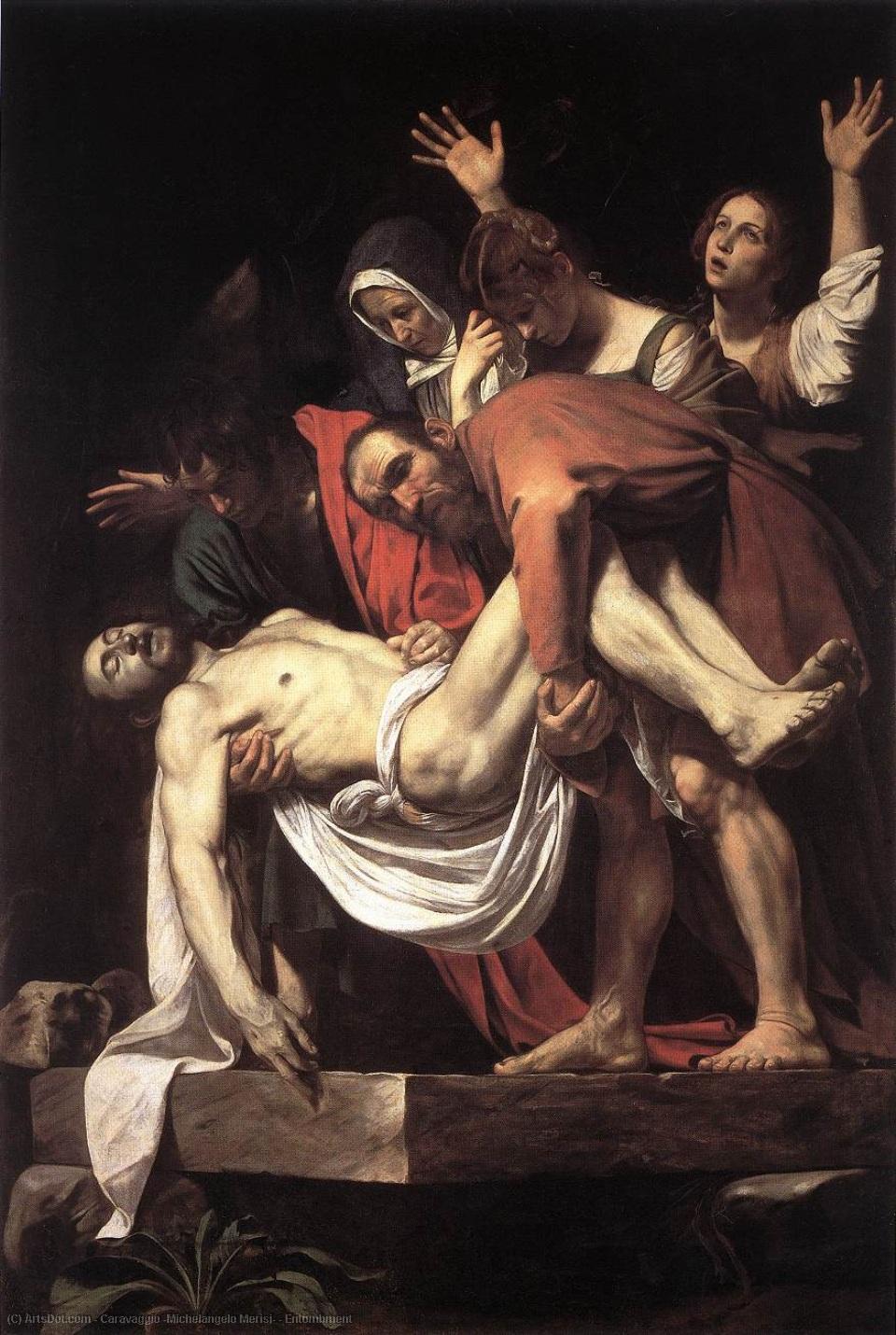 WikiOO.org - Энциклопедия изобразительного искусства - Живопись, Картины  Caravaggio (Michelangelo Merisi) - Погребение