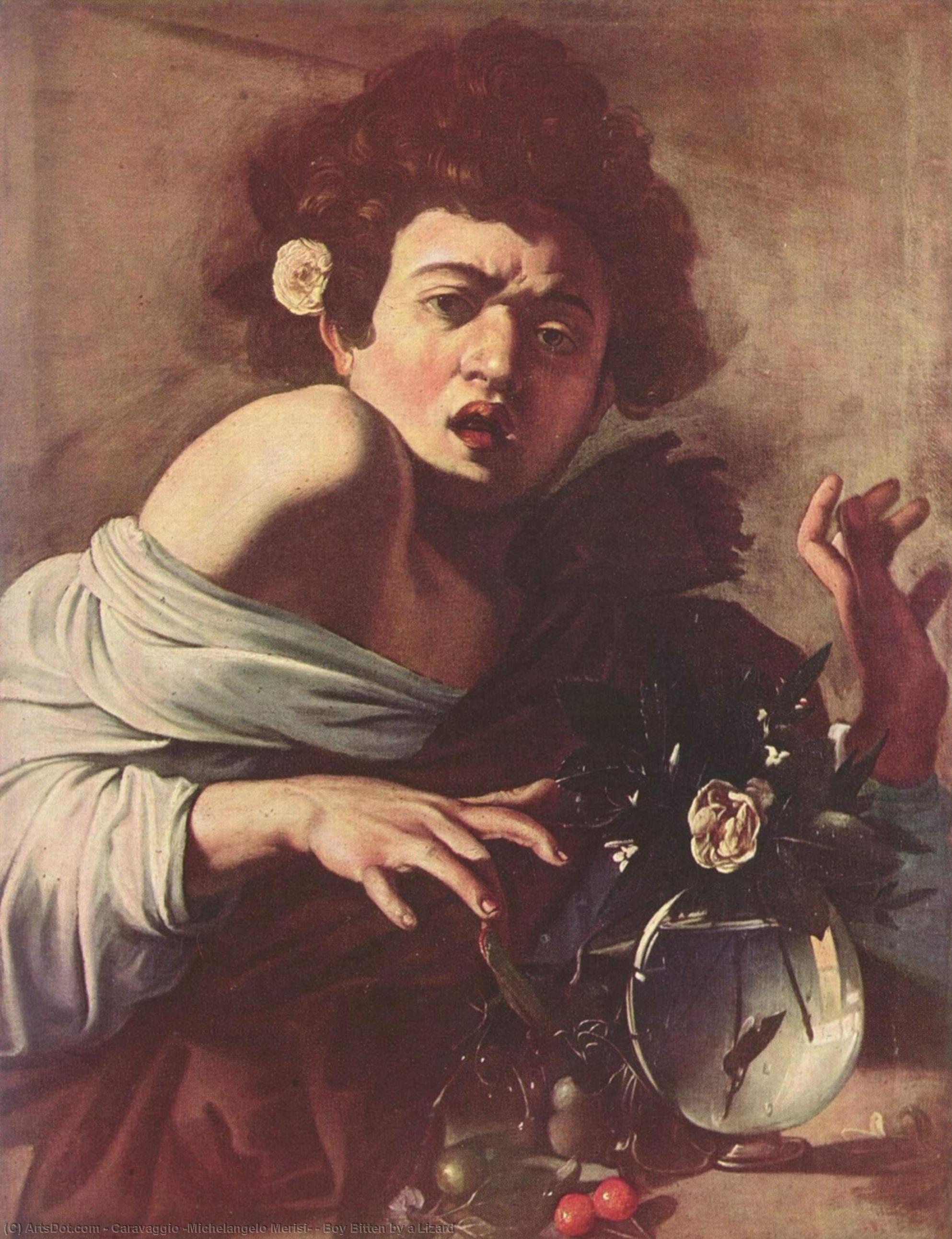 WikiOO.org - 백과 사전 - 회화, 삽화 Caravaggio (Michelangelo Merisi) - Boy Bitten by a Lizard