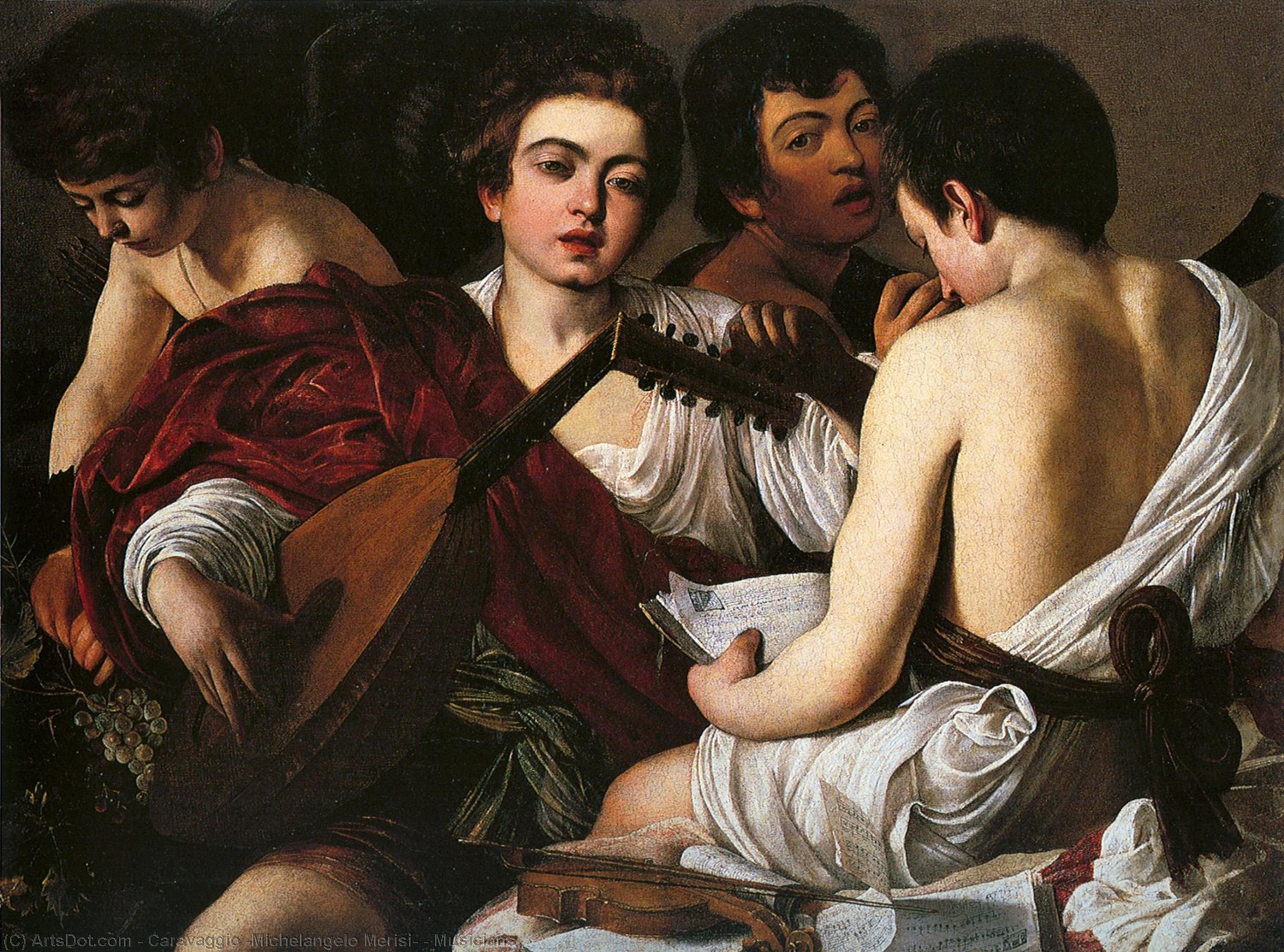 Wikioo.org - The Encyclopedia of Fine Arts - Painting, Artwork by Caravaggio (Michelangelo Merisi) - Musicians