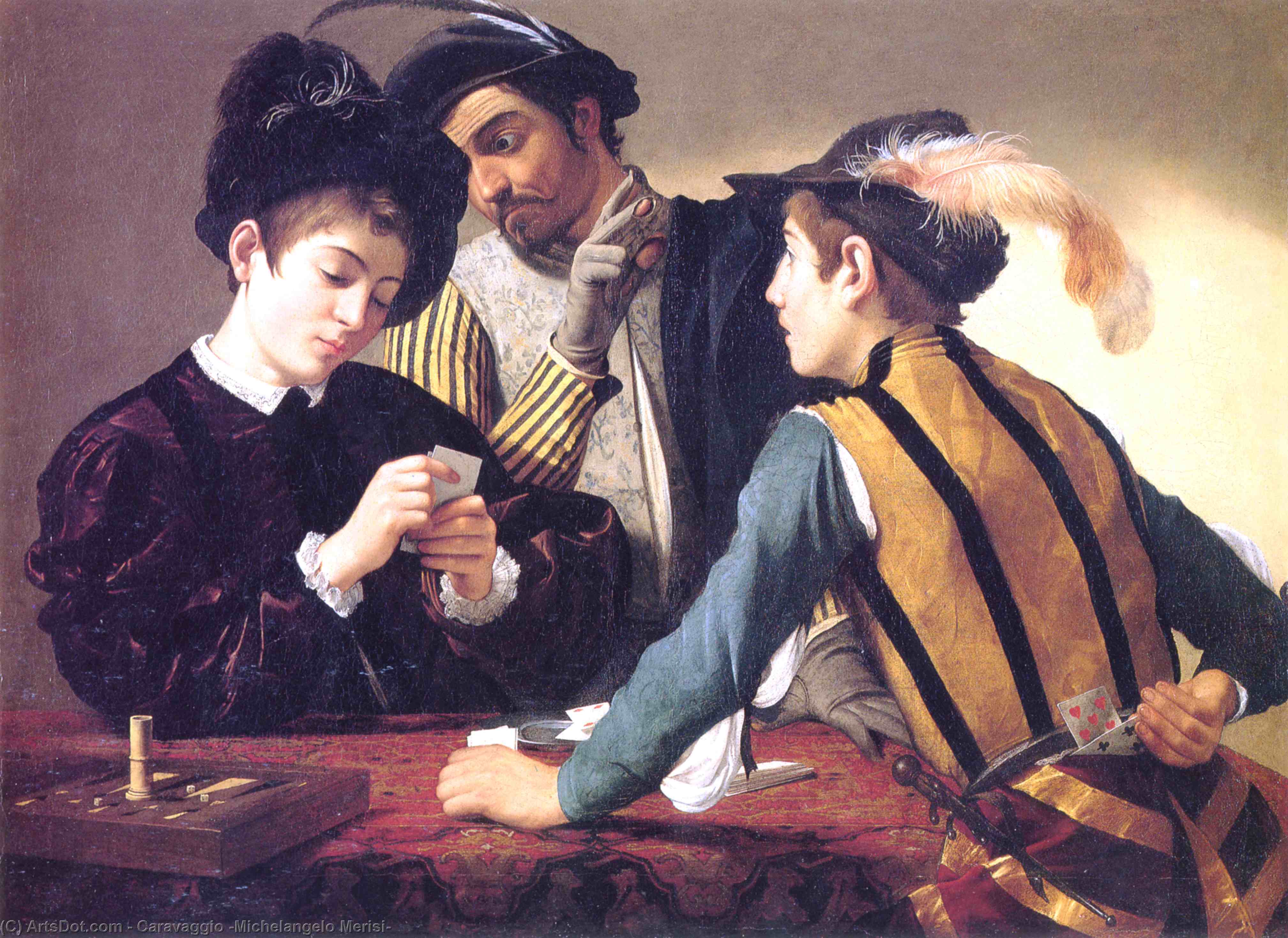 WikiOO.org - Encyclopedia of Fine Arts - Festés, Grafika Caravaggio (Michelangelo Merisi) - Cardsharps