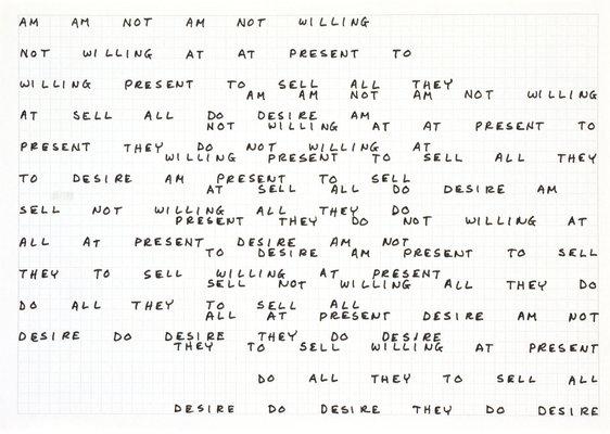 Wikioo.org - The Encyclopedia of Fine Arts - Painting, Artwork by Carl Andre - Am Am Not Am Not Willing
