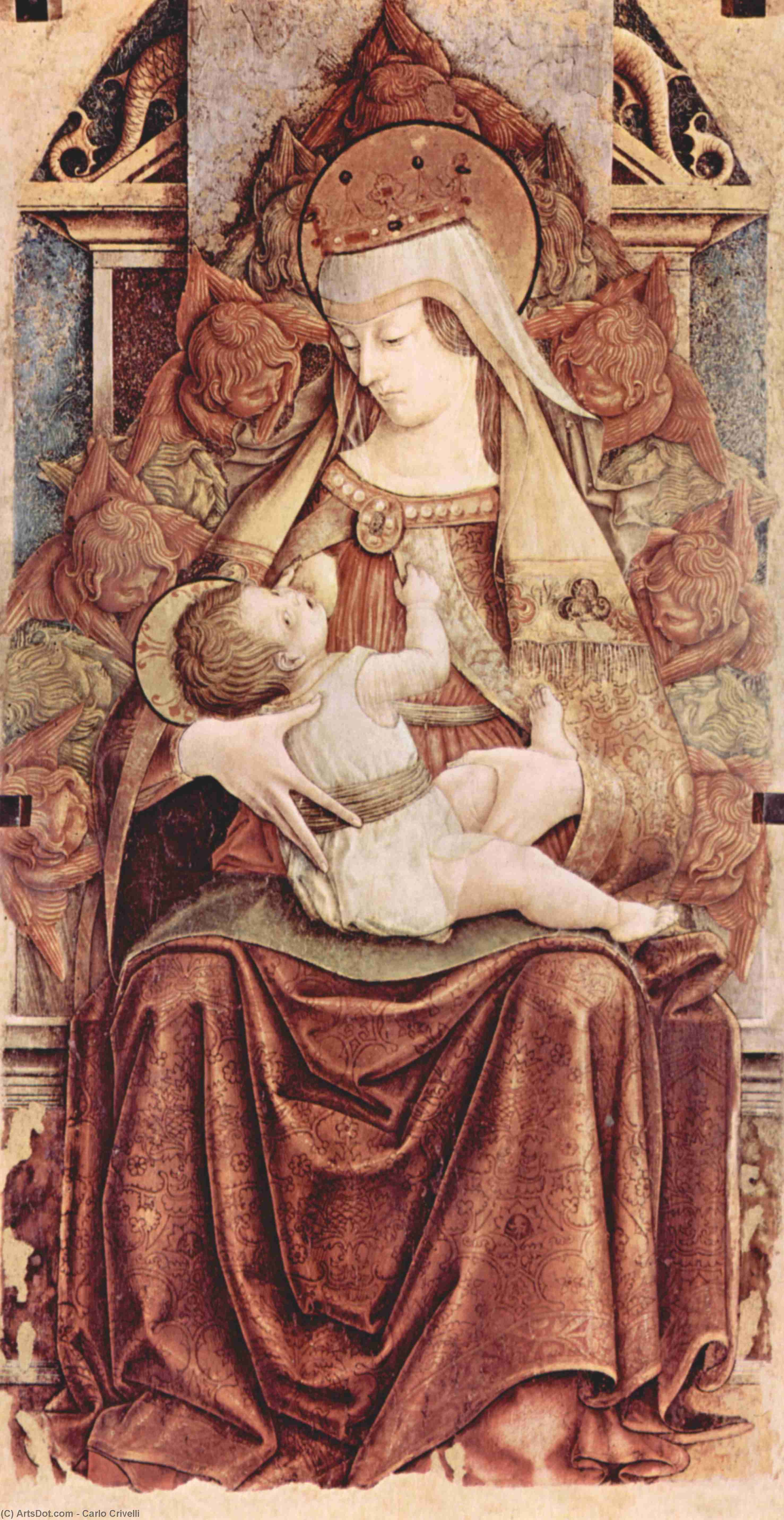 Wikioo.org - The Encyclopedia of Fine Arts - Painting, Artwork by Carlo Crivelli - Enthroned Madonna (Enthroned Maria lactans)