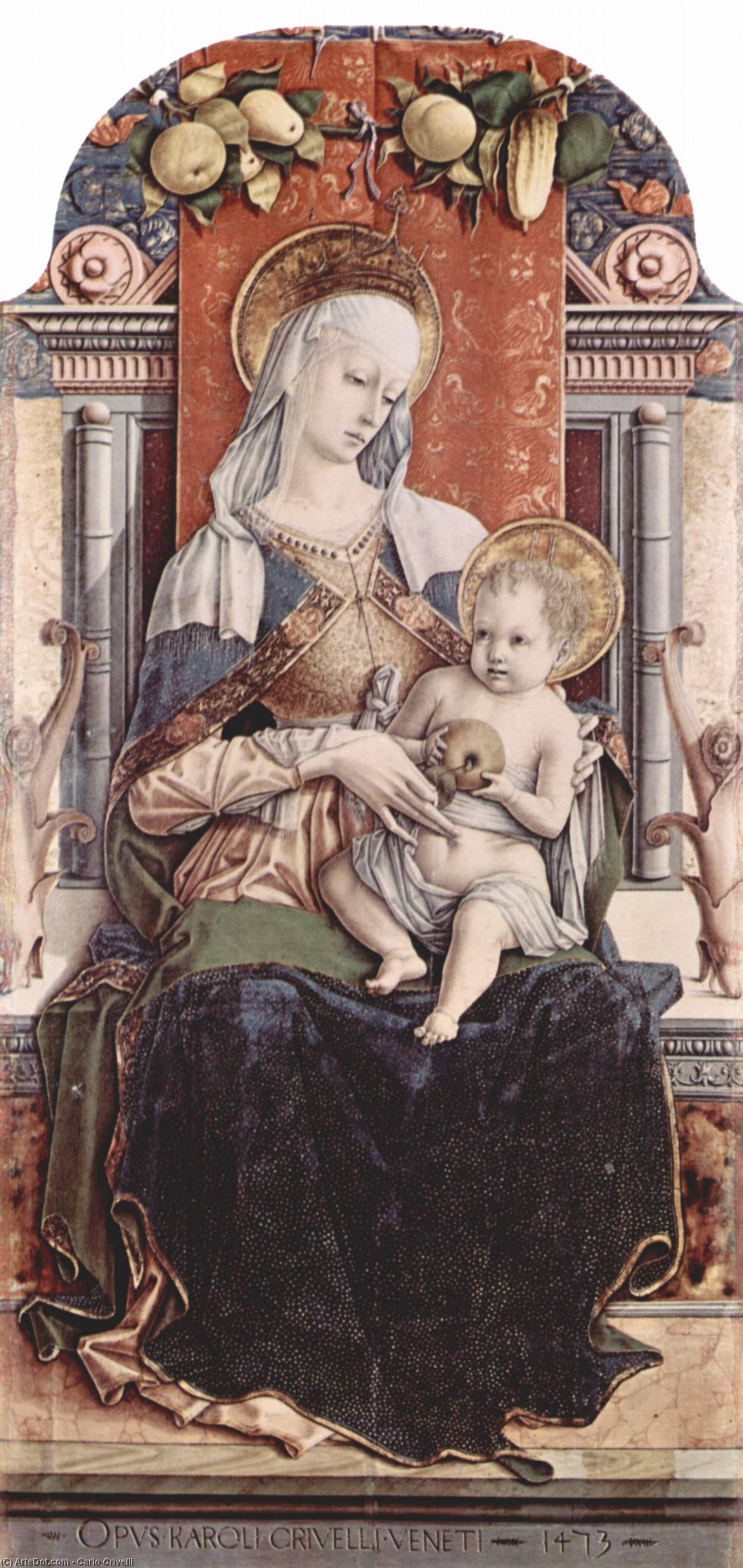 WikiOO.org - Enciclopedia of Fine Arts - Pictura, lucrări de artă Carlo Crivelli - Enthroned Madonna