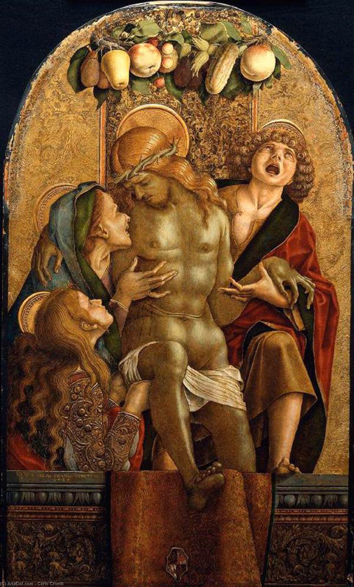Wikioo.org - The Encyclopedia of Fine Arts - Painting, Artwork by Carlo Crivelli - Lamentation over the Dead Christ