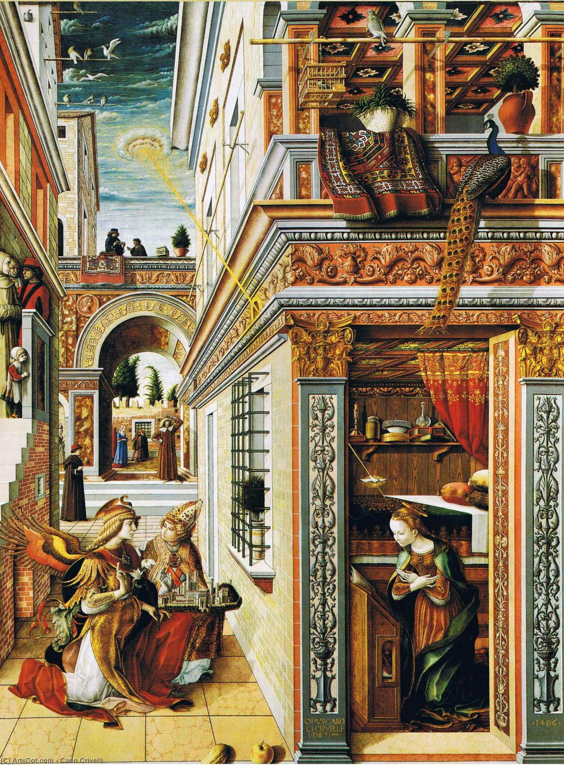 Wikioo.org - The Encyclopedia of Fine Arts - Painting, Artwork by Carlo Crivelli - Annunciation with Saint Emidius