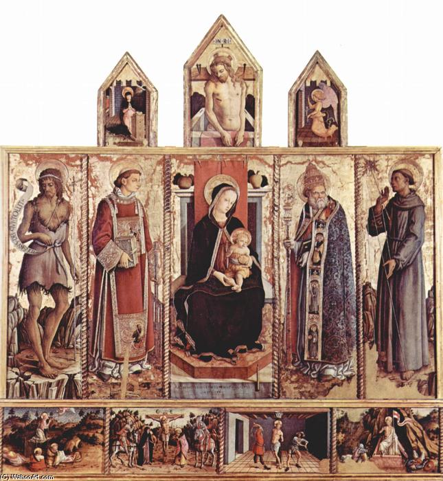 Wikioo.org - The Encyclopedia of Fine Arts - Painting, Artwork by Carlo Crivelli - Enthroned Madonna