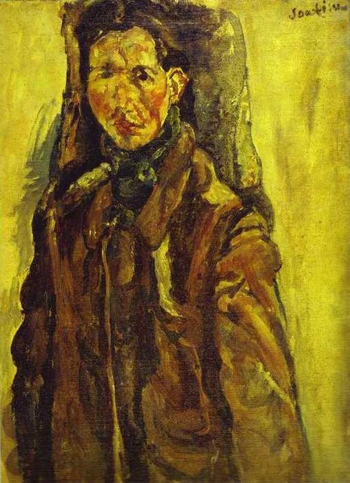 Wikioo.org - The Encyclopedia of Fine Arts - Painting, Artwork by Chaim Soutine - Self Portrait by Curtain