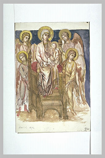 Wikioo.org – L'Enciclopedia delle Belle Arti - Pittura, Opere di Cimabue - Madonna in trono con  Antartico  bambino  con  angeli