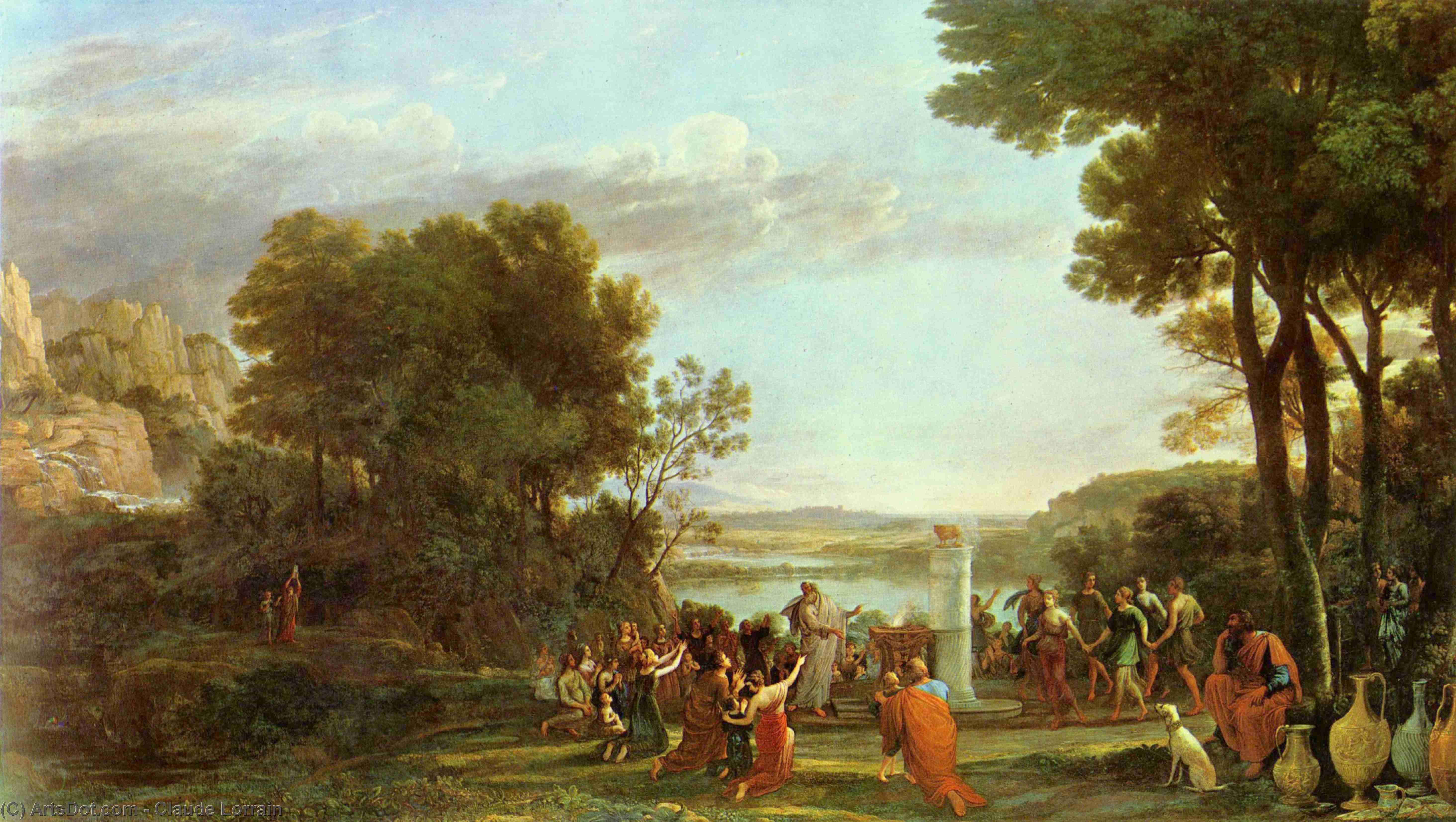 Wikioo.org - The Encyclopedia of Fine Arts - Painting, Artwork by Claude Lorrain (Claude Gellée) - Landscape with the Adoration of the Golden Calf