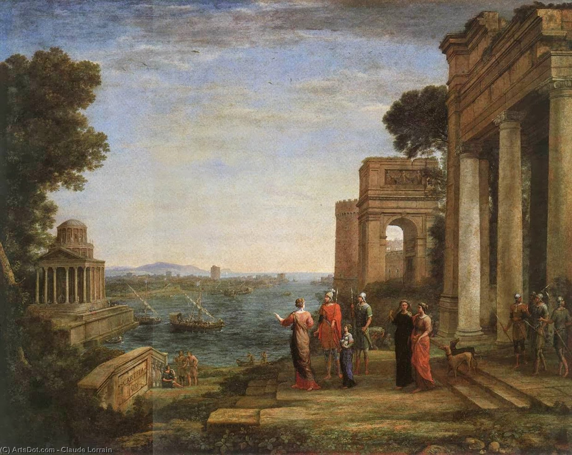 Wikioo.org - The Encyclopedia of Fine Arts - Painting, Artwork by Claude Lorrain (Claude Gellée) - Aeneas and Dido in Carthage