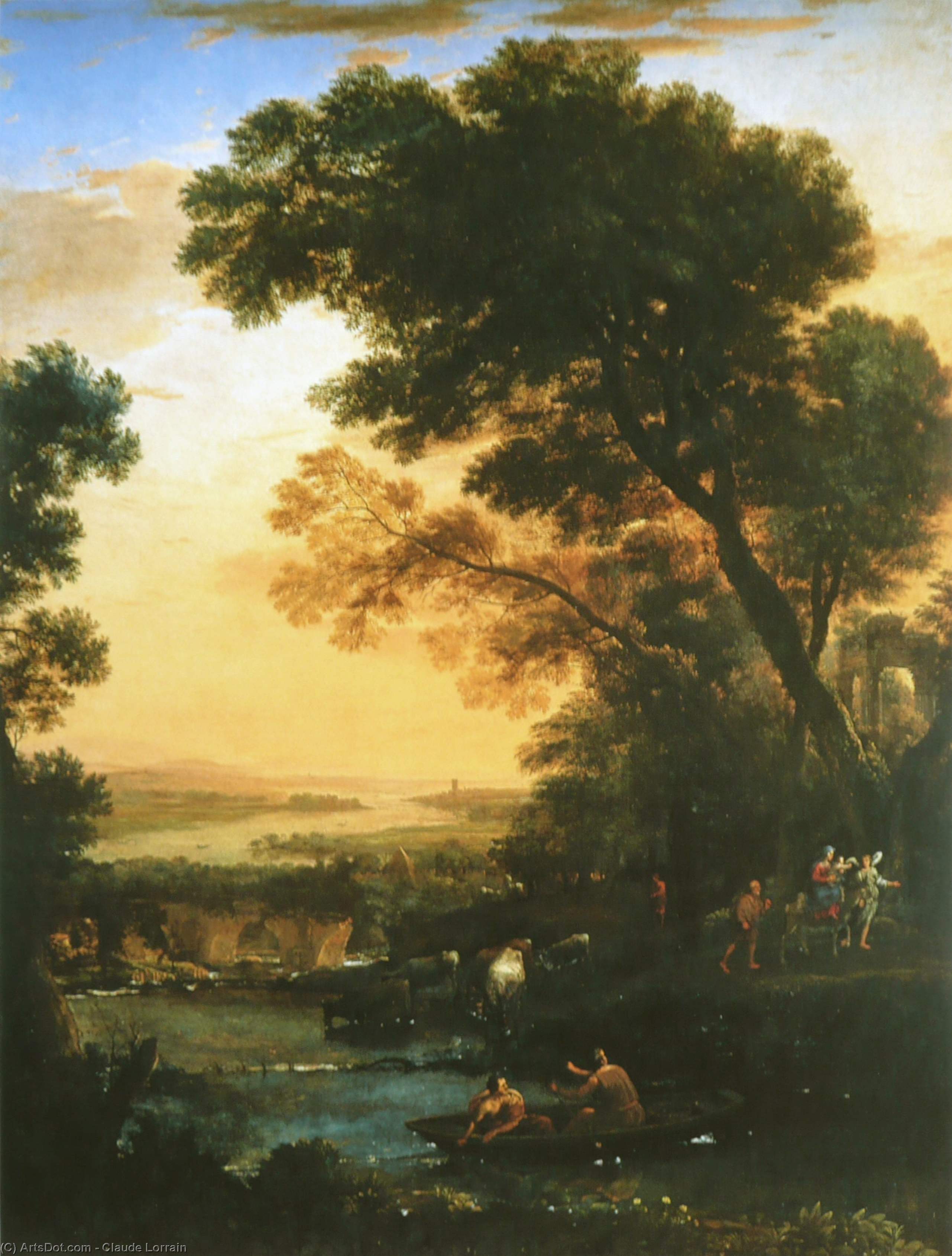 Wikioo.org - The Encyclopedia of Fine Arts - Painting, Artwork by Claude Lorrain (Claude Gellée) - Landscape with Flight into Egypt