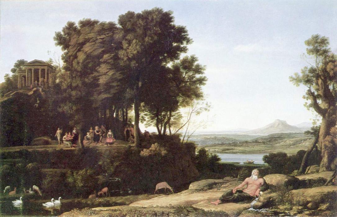 Wikioo.org - The Encyclopedia of Fine Arts - Painting, Artwork by Claude Lorrain (Claude Gellée) - Landscape with Apollo and the Muses