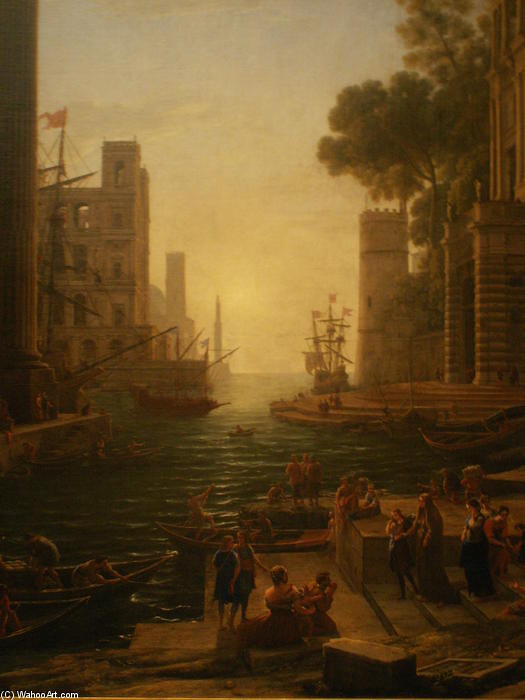Wikioo.org – L'Enciclopedia delle Belle Arti - Pittura, Opere di Claude Lorrain (Claude Gellée) - Imbarco di S Paula a Ostia