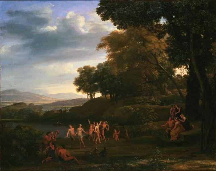Wikioo.org - The Encyclopedia of Fine Arts - Painting, Artwork by Claude Lorrain (Claude Gellée) - Landscape With Dancing Satyrs and Nymphs
