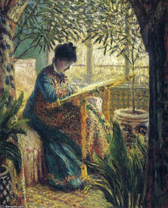 WikiOO.org - Encyclopedia of Fine Arts - Maalaus, taideteos Claude Monet - Madame Monet Embroidering
