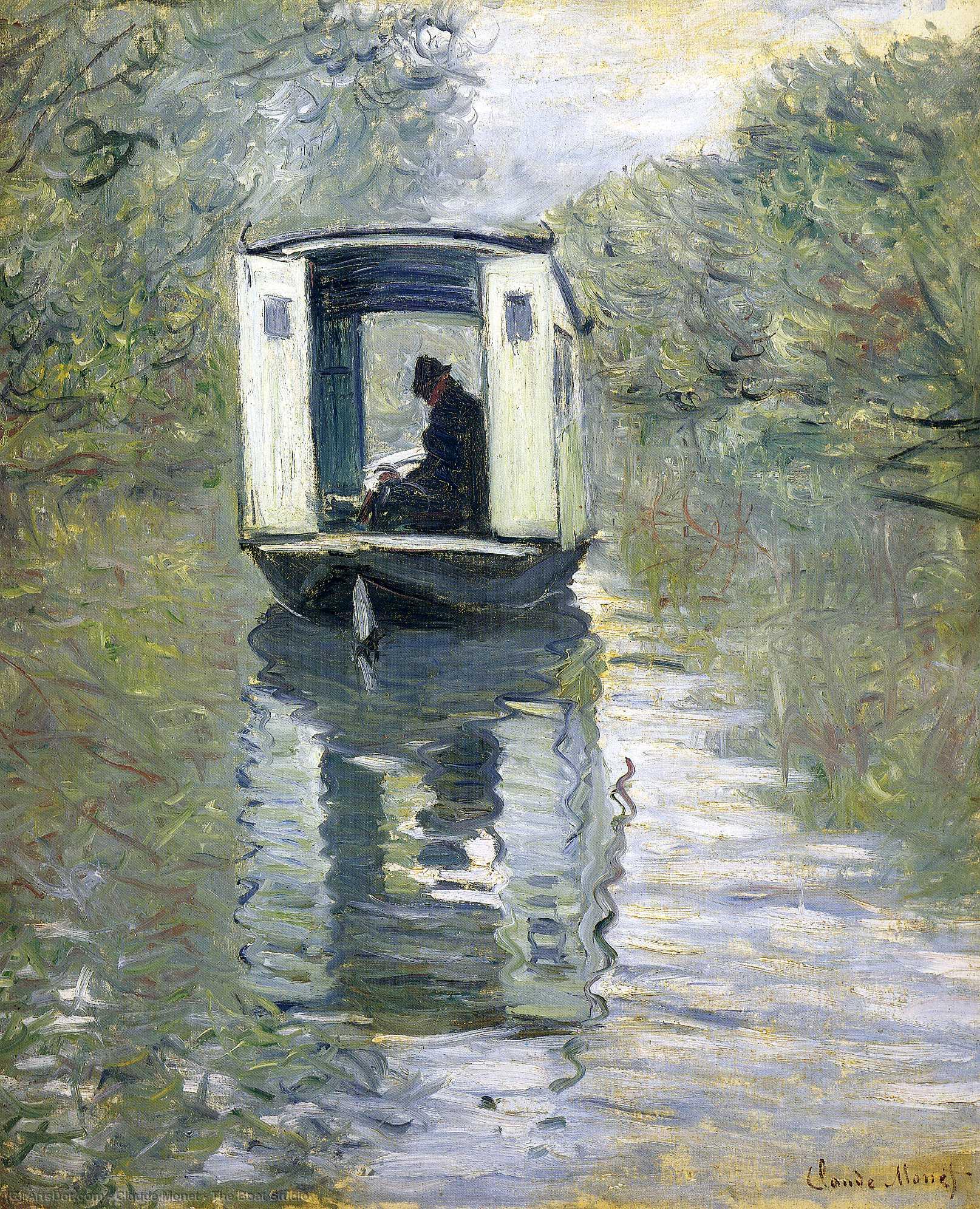 Wikoo.org - موسوعة الفنون الجميلة - اللوحة، العمل الفني Claude Monet - The Boat Studio