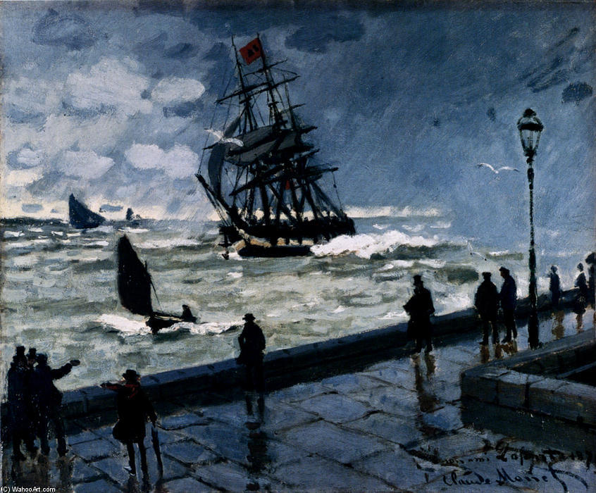 WikiOO.org - Enciklopedija dailės - Tapyba, meno kuriniai Claude Monet - The Jetty at Le Havre, Bad Weather