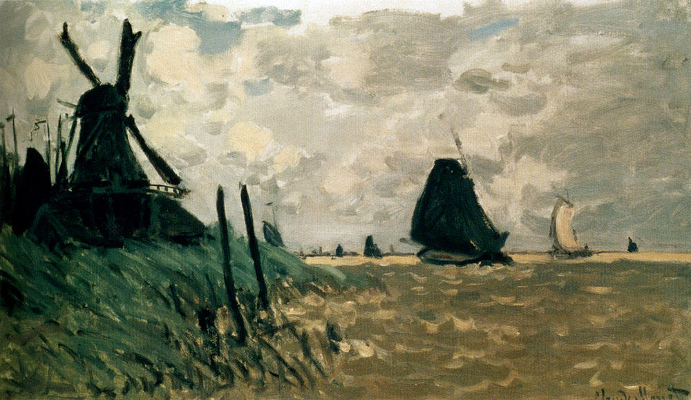 Wikioo.org – La Enciclopedia de las Bellas Artes - Pintura, Obras de arte de Claude Monet - Un molino de viento cerca de Zaandam