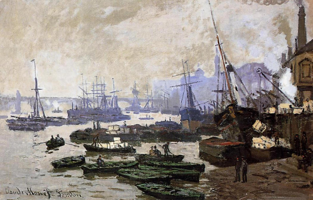 Wikioo.org – L'Encyclopédie des Beaux Arts - Peinture, Oeuvre de Claude Monet - bateaux dans le flaque des londres