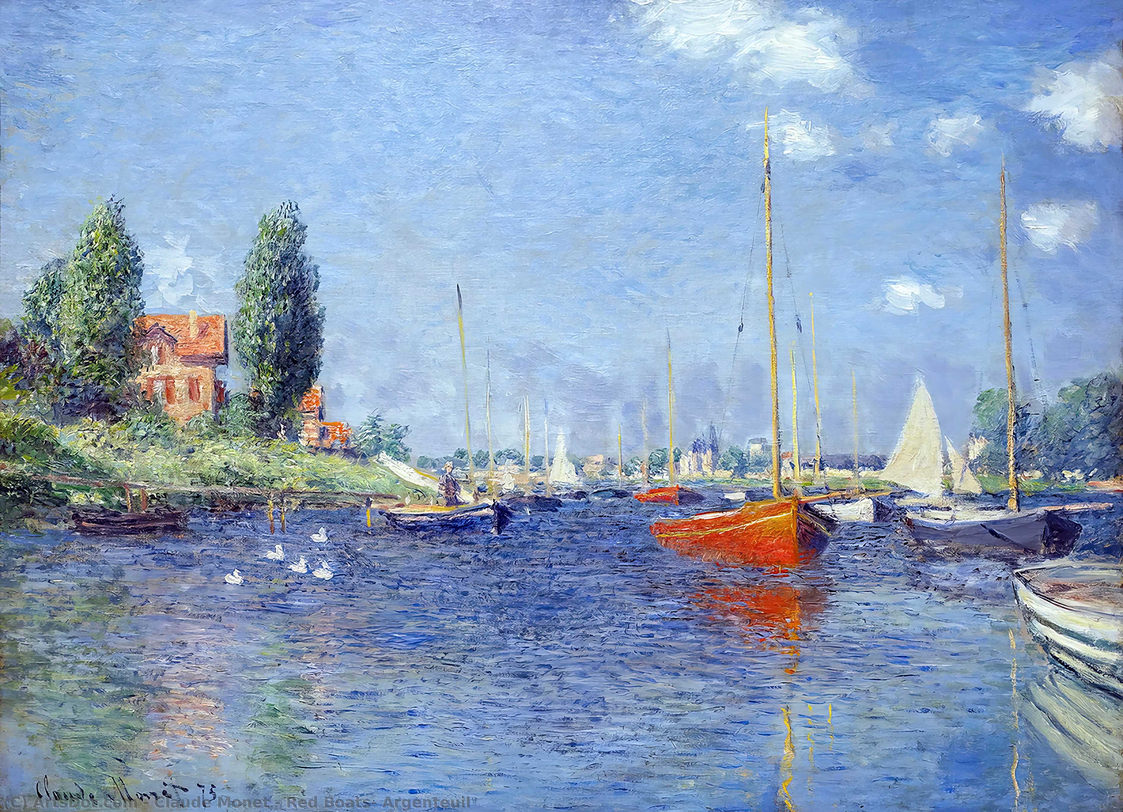Wikoo.org - موسوعة الفنون الجميلة - اللوحة، العمل الفني Claude Monet - Red Boats, Argenteuil, 1875 (oil on canvas)