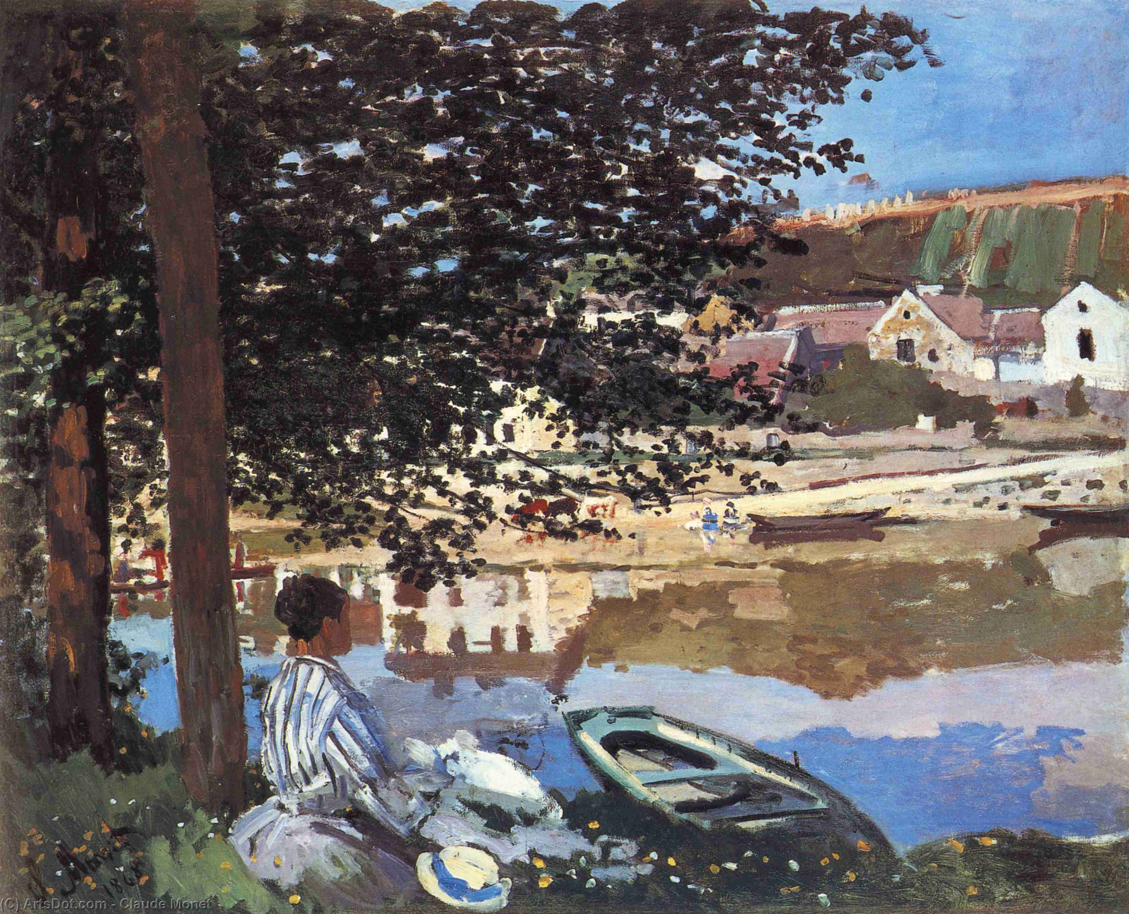Wikioo.org - สารานุกรมวิจิตรศิลป์ - จิตรกรรม Claude Monet - River Scene at Bennecourt