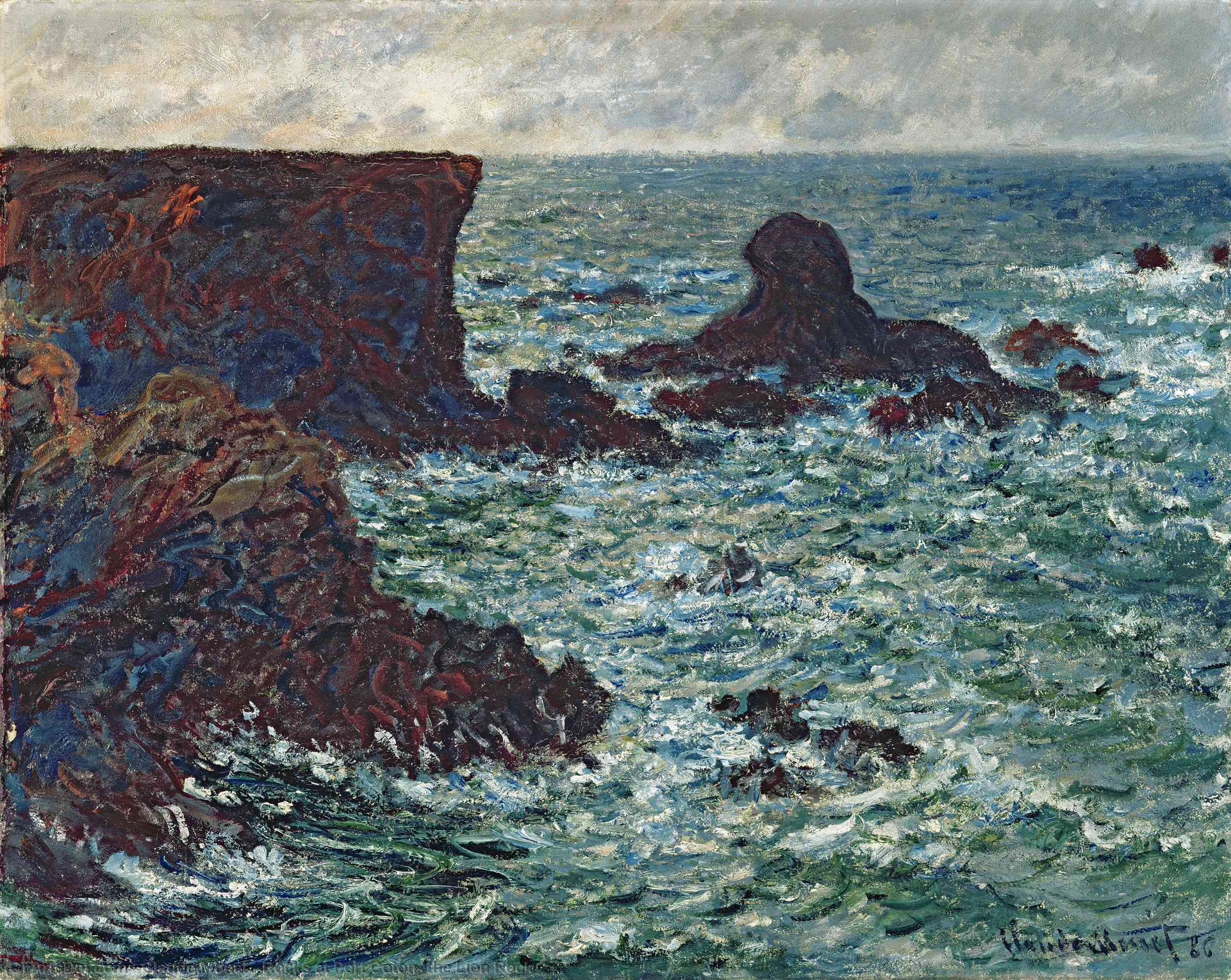 Wikioo.org - The Encyclopedia of Fine Arts - Painting, Artwork by Claude Monet - Rocks at Port Coton, the Lion Rock