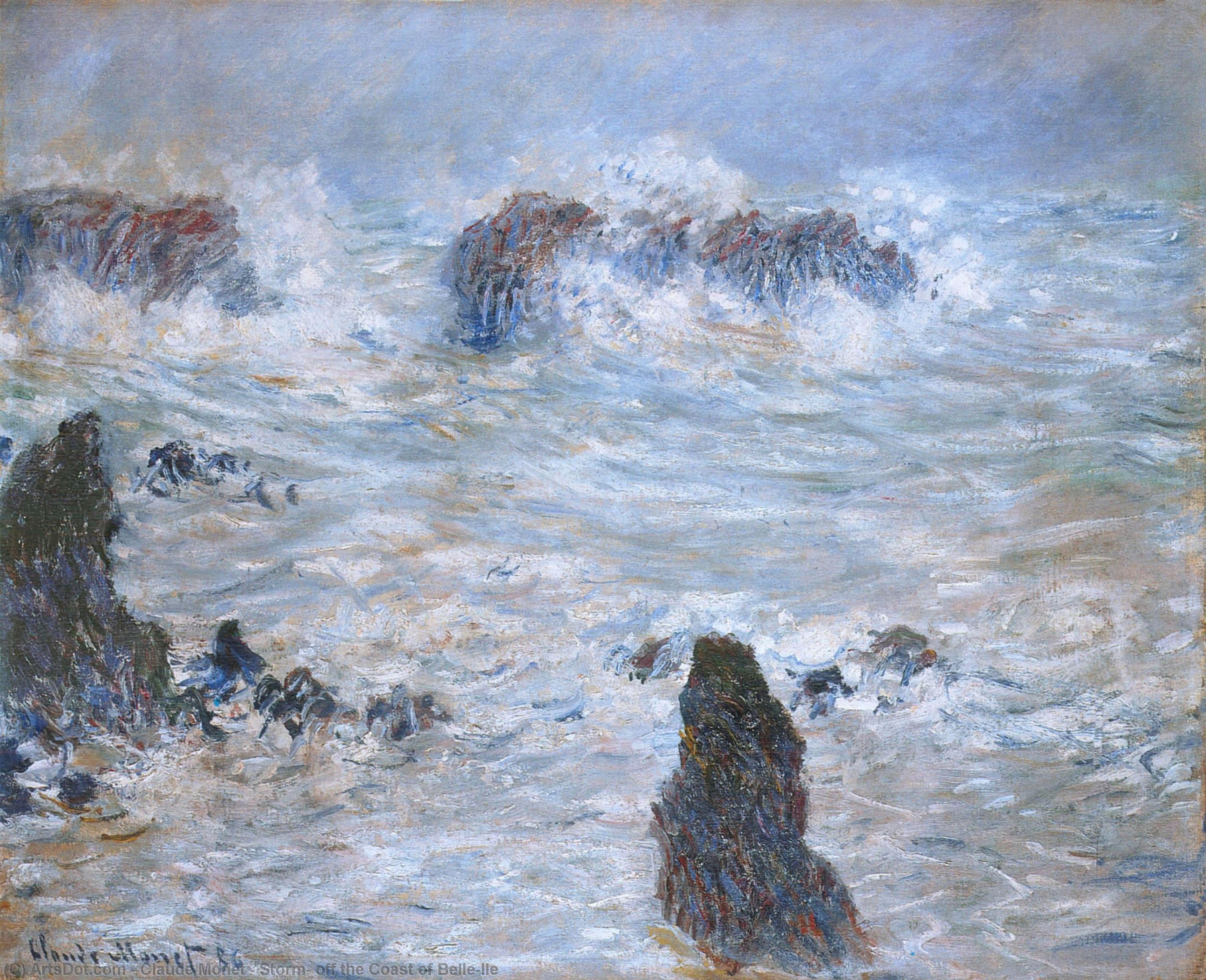 Wikioo.org - The Encyclopedia of Fine Arts - Painting, Artwork by Claude Monet - Storm, off the Coast of Belle-Ile