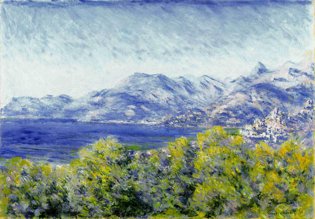 Wikoo.org - موسوعة الفنون الجميلة - اللوحة، العمل الفني Claude Monet - View of Ventimiglia
