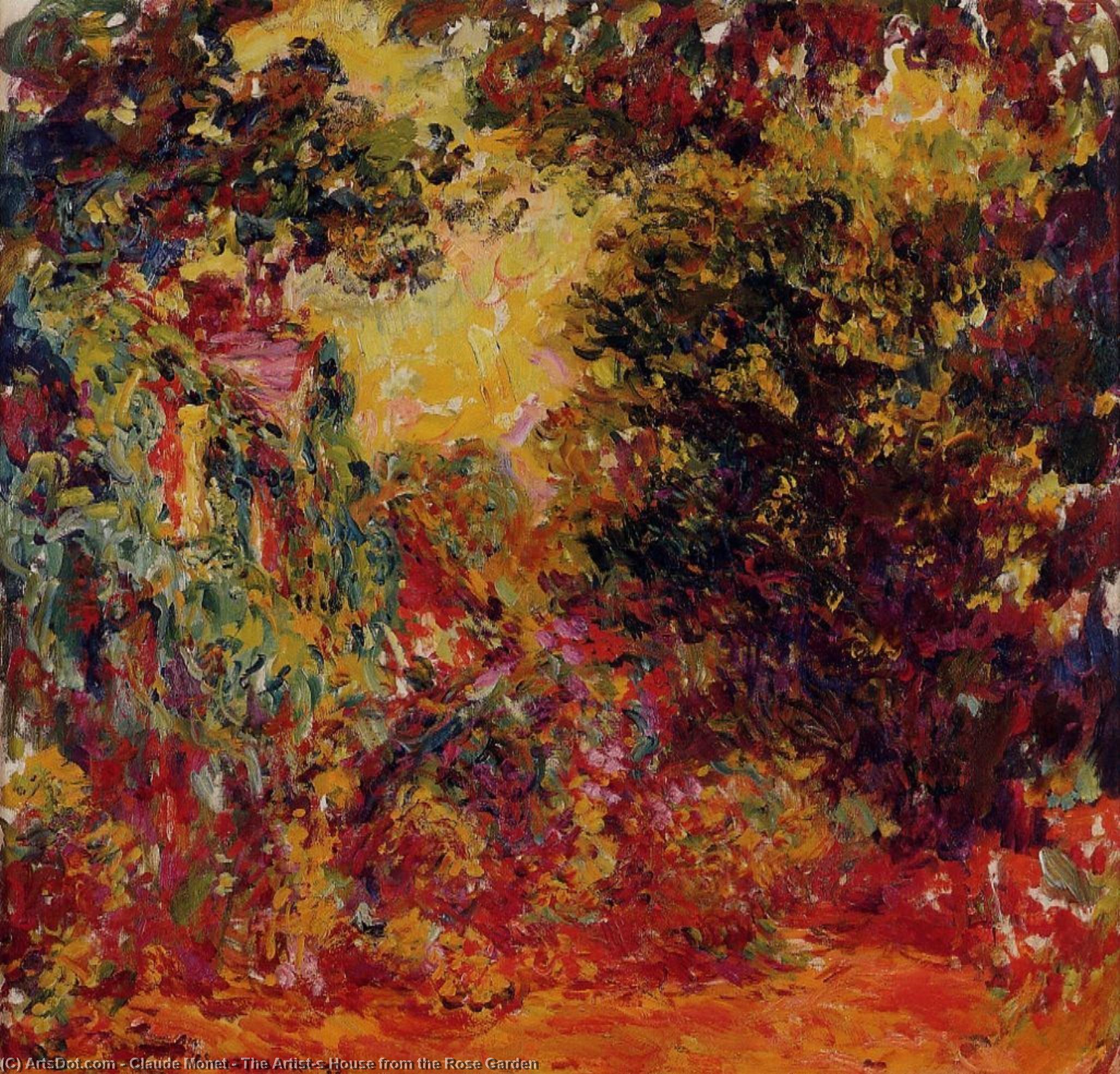 Wikioo.org - The Encyclopedia of Fine Arts - Painting, Artwork by Claude Monet - The Artist's House from the Rose Garden