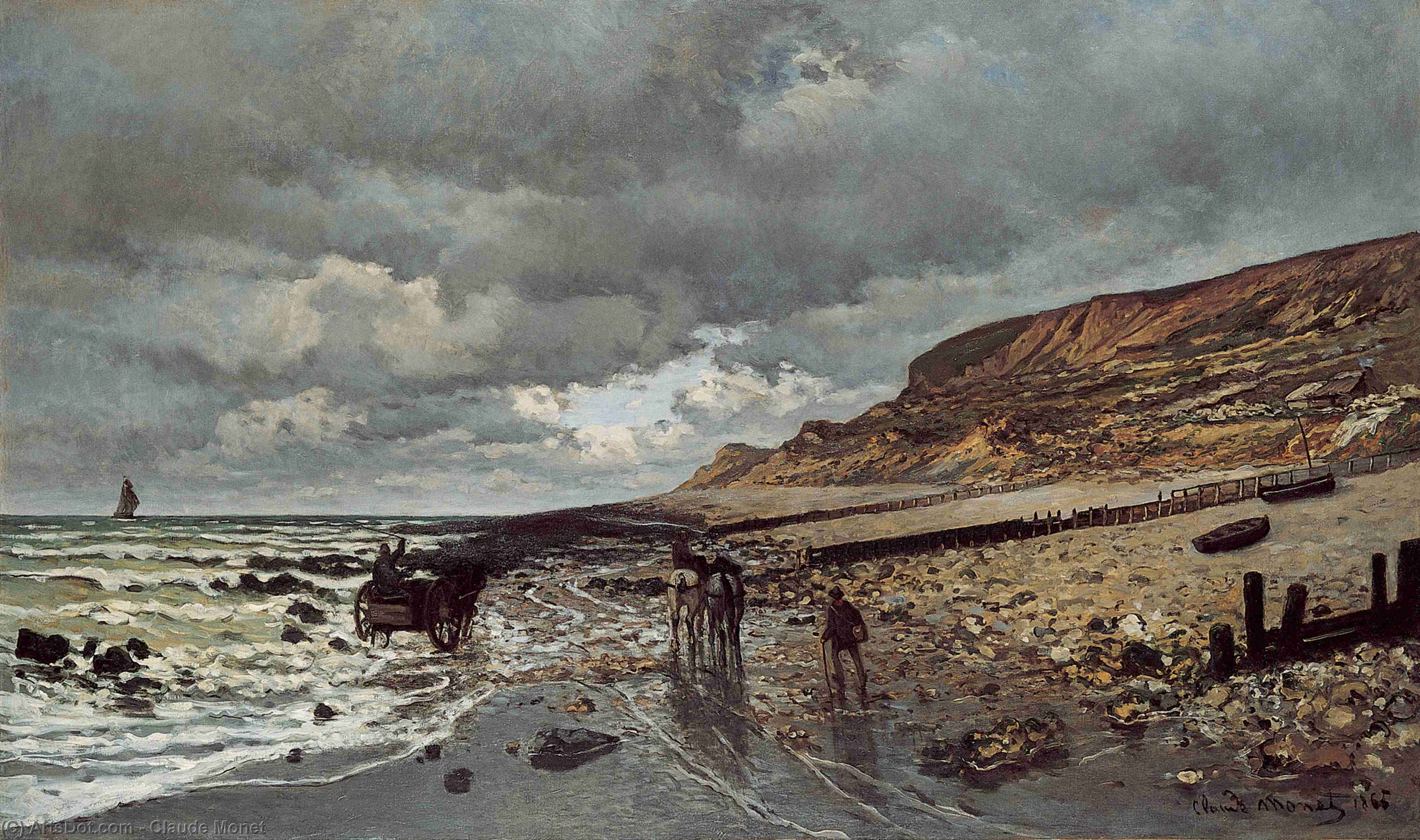 Wikioo.org - สารานุกรมวิจิตรศิลป์ - จิตรกรรม Claude Monet - The Headland of the Heve at Low Tide