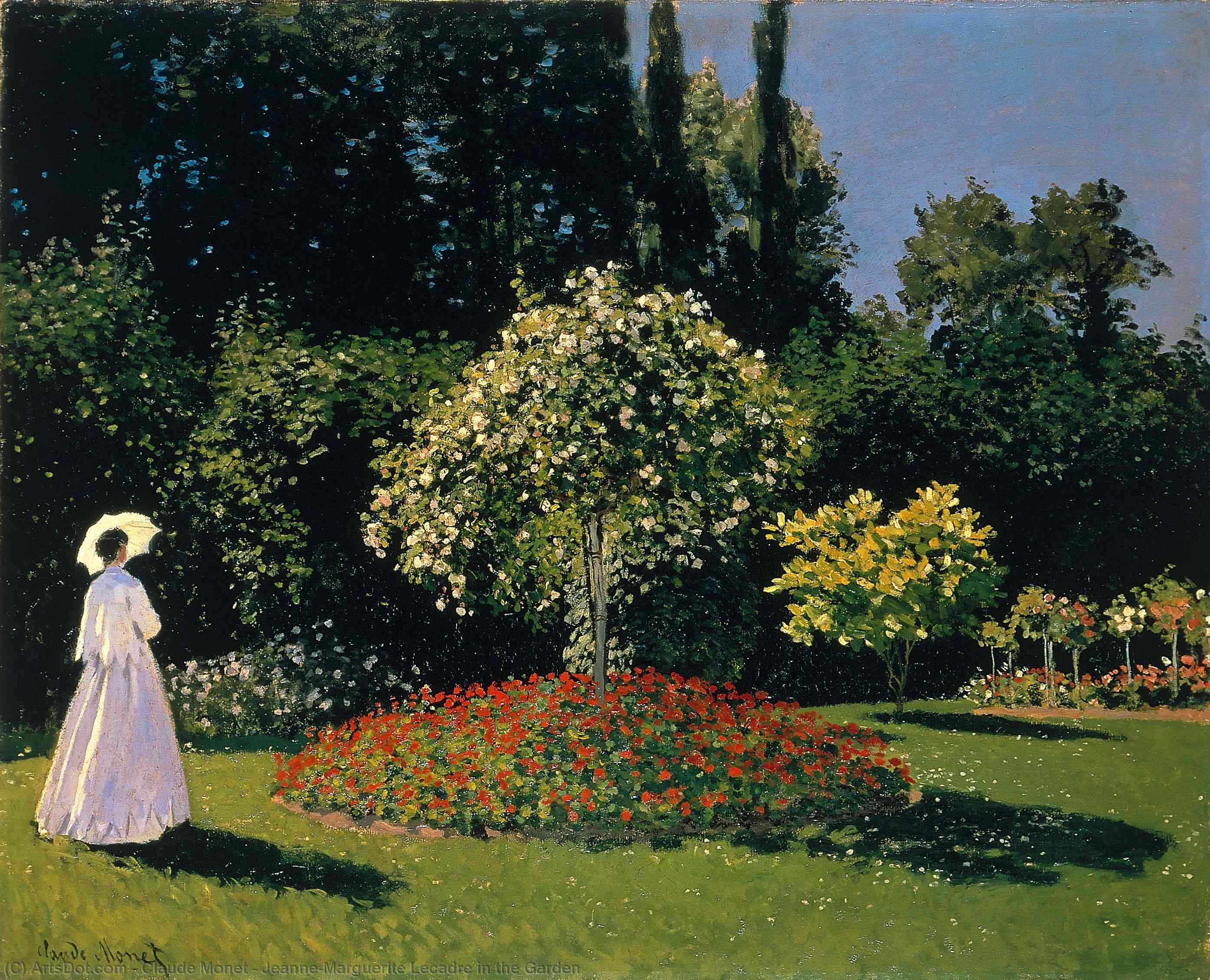 Wikioo.org – L'Encyclopédie des Beaux Arts - Peinture, Oeuvre de Claude Monet - Jeanne-Marguerite Lecadre dans le jardin